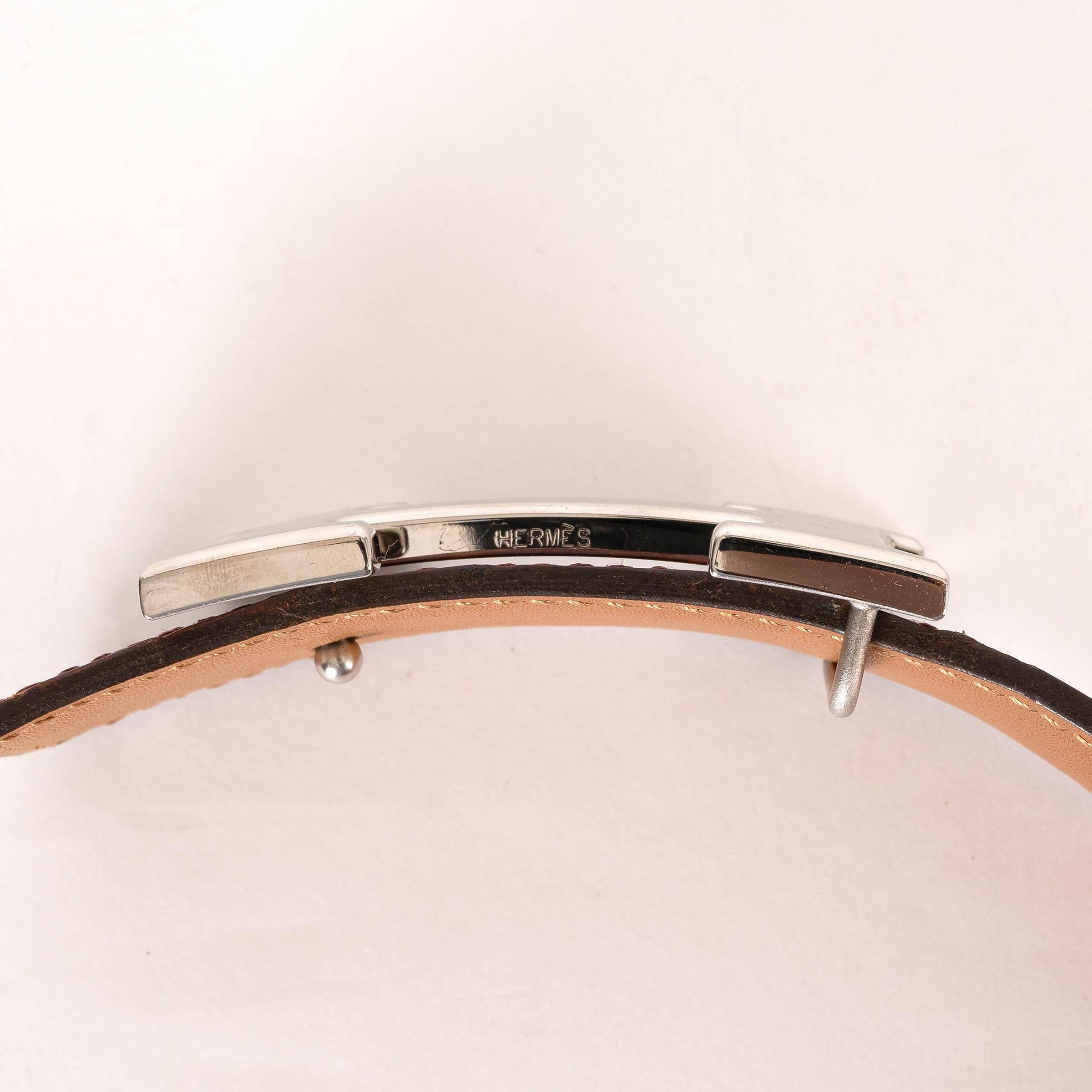 HERMES Miel marrón CROCODILO BRILLANTE 32MM H Hebilla Cinturón 85 en venta 2