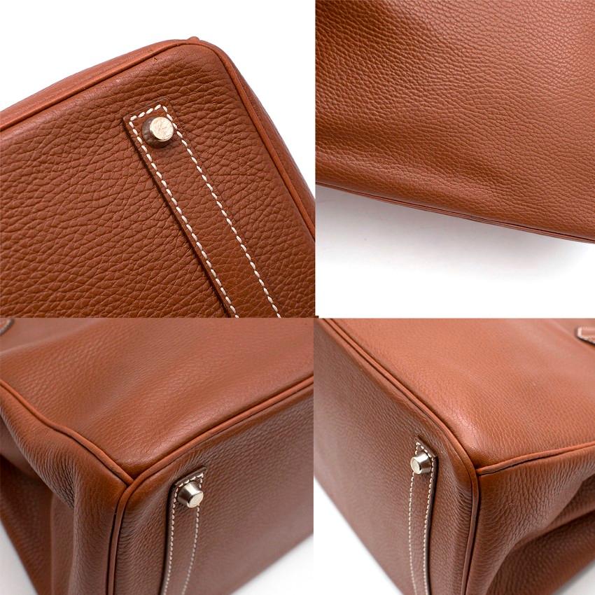Brown Hermes Miel Clemence Leather Birkin Bag 35cm