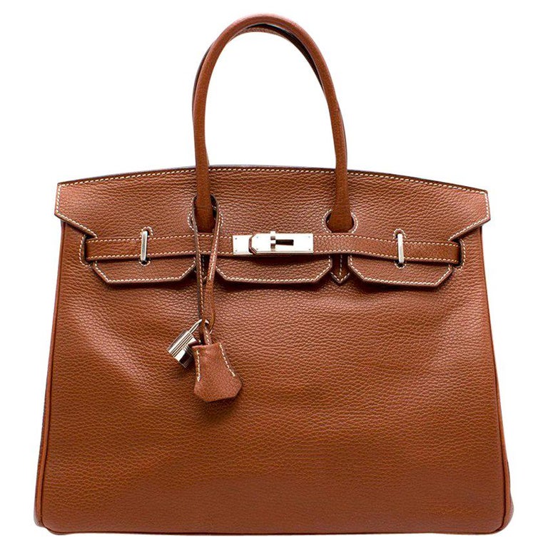 Hermes Miel Clemence Leather Birkin Bag 35cm For Sale at 1stDibs