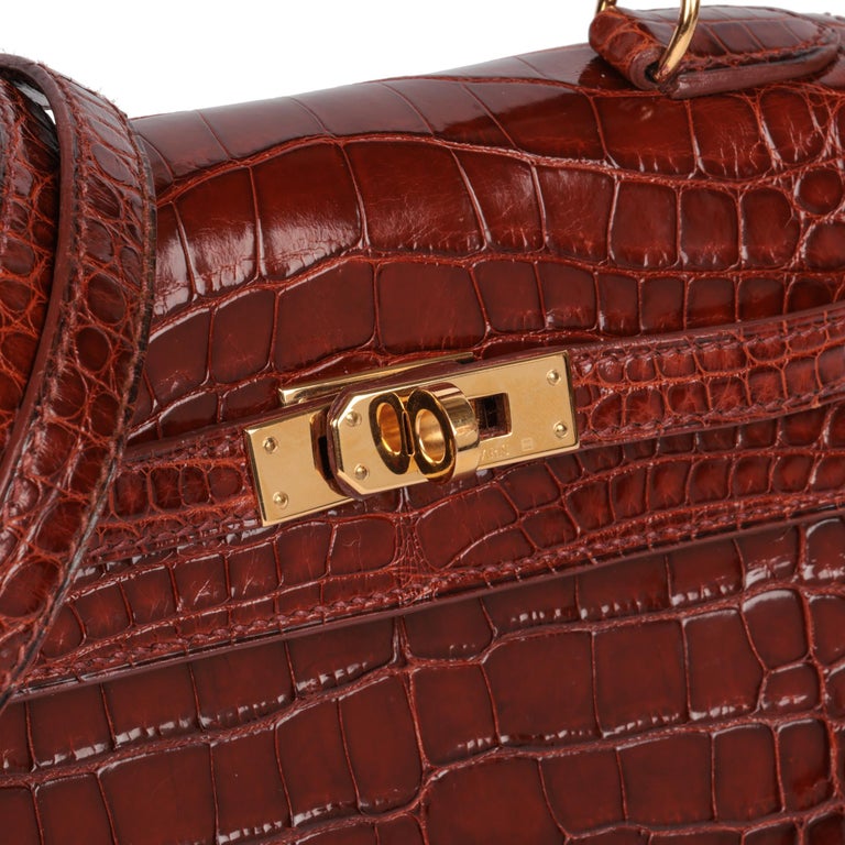 Hermès Miel Mississippiensis Alligator Vintage Leather Kelly 20cm For