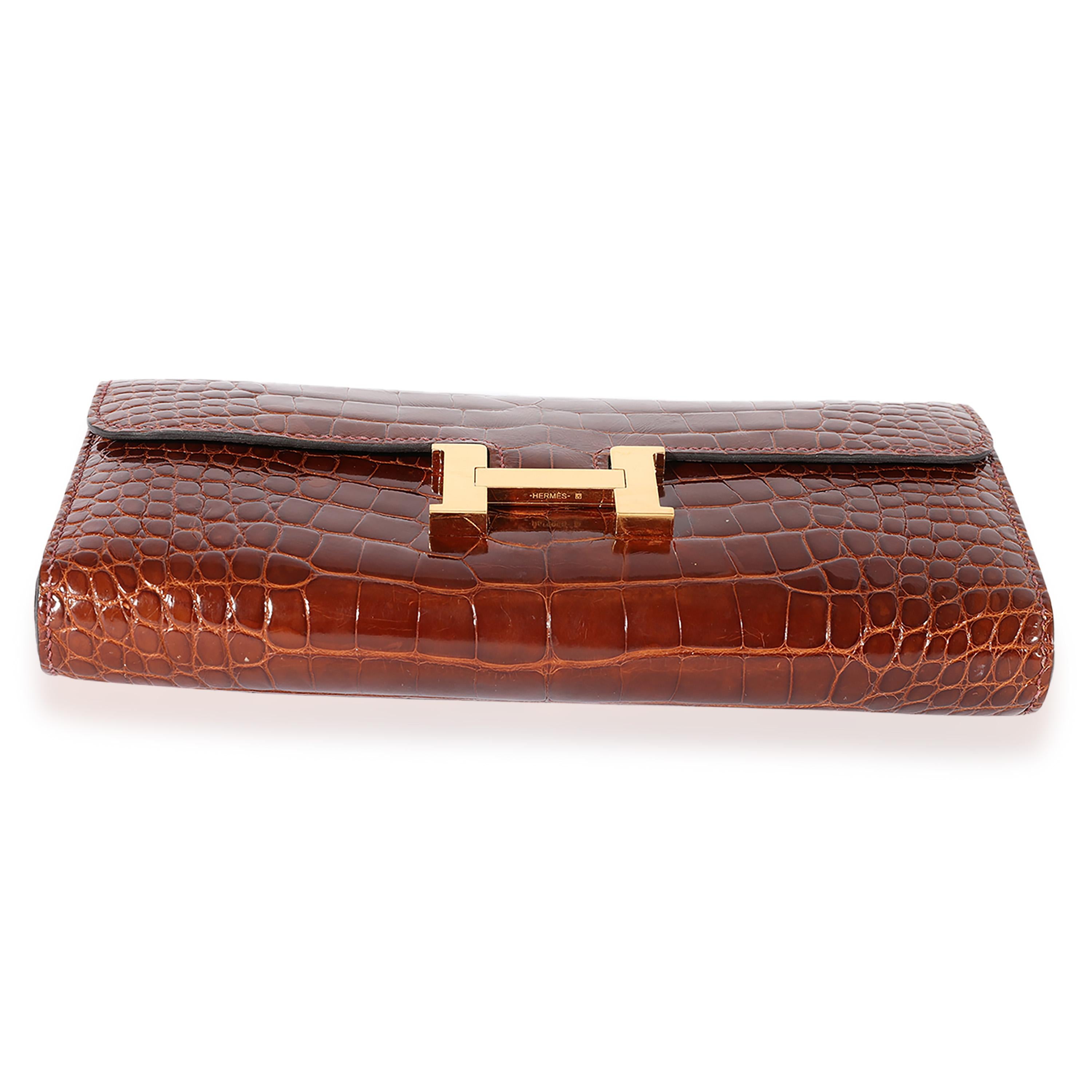 Hermès Miel Shiny Alligator Constance Wallet GHW 2