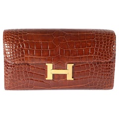 Hermès Miel Shiny Alligator Constance Wallet GHW