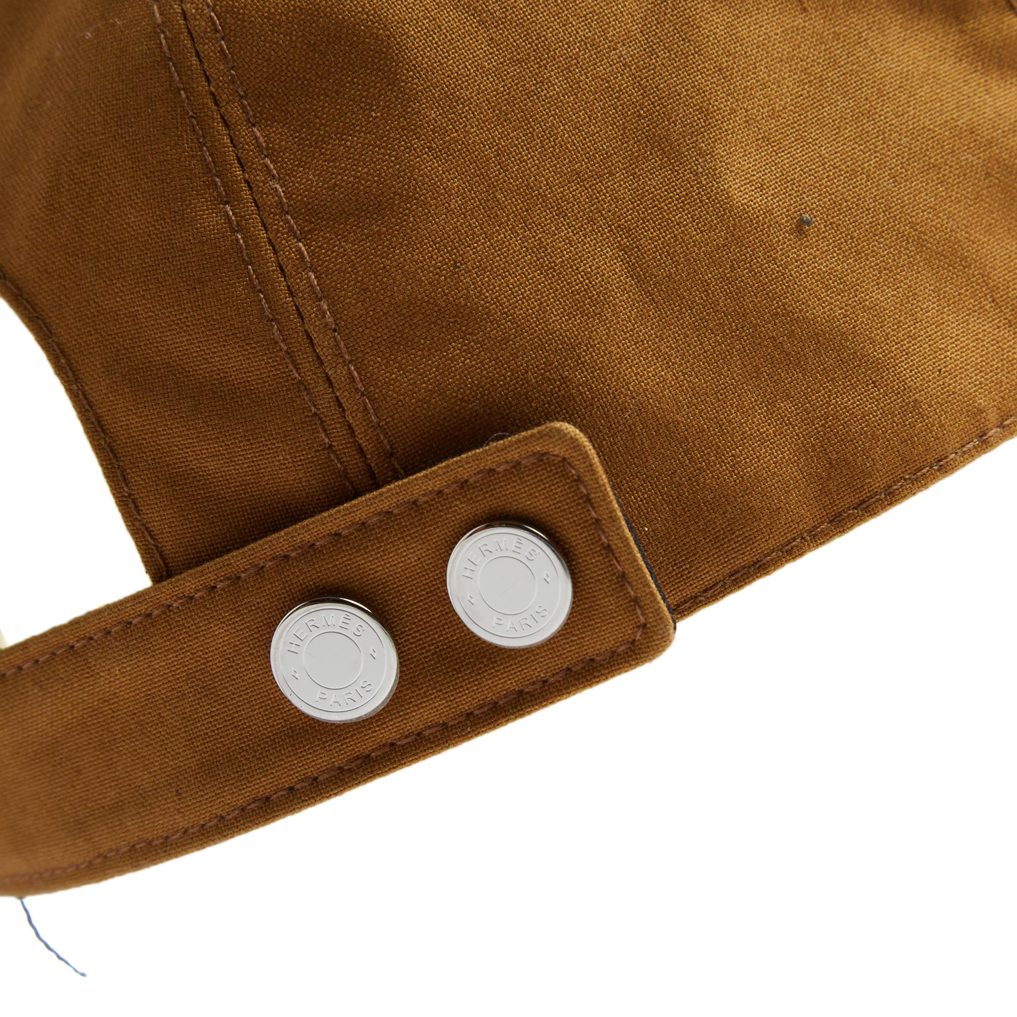 Gorra Hermès Miles H de sarga de algodón color camel tabaco con fino bordado H crudo en Nuevo estado para la venta en PARIS, FR