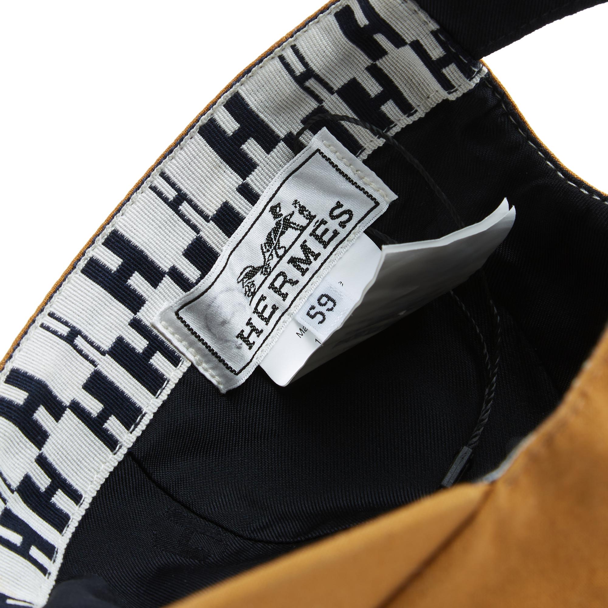 Gorra Hermès Miles H de sarga de algodón color camel tabaco con fino bordado H crudo en venta 1