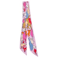 Hermes "Mille Et Un Lapins" Animal Cartoon Print Silk Twilly