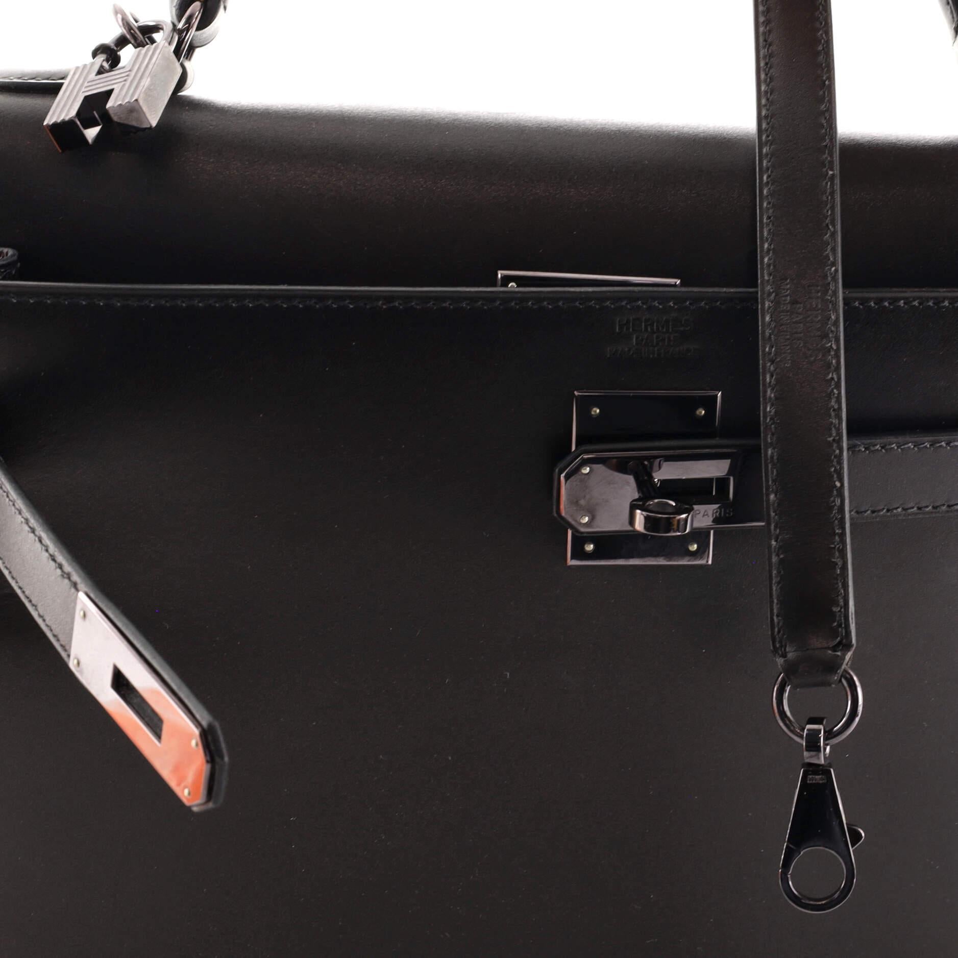 Hermes Millennium Moonlight Kelly Handbag Black Box with Ruthenium Hardware 32 3