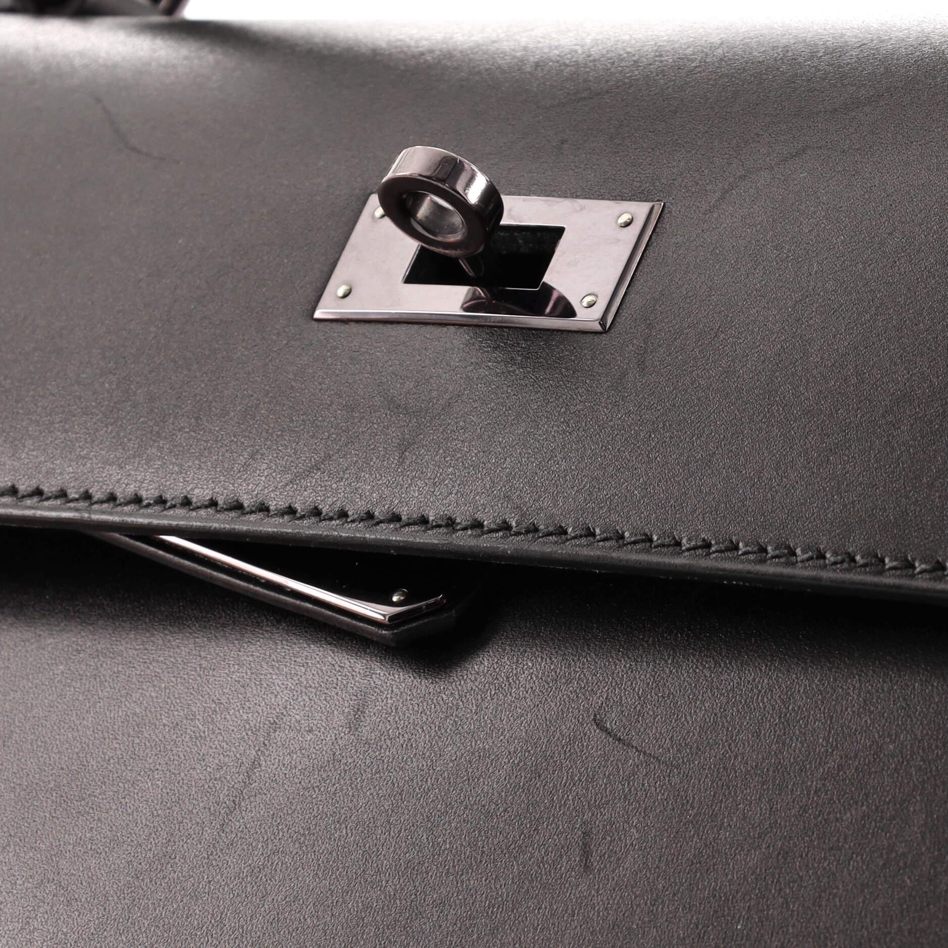 Hermes Millennium Moonlight Kelly Handbag Black Box with Ruthenium Hardware 32 5