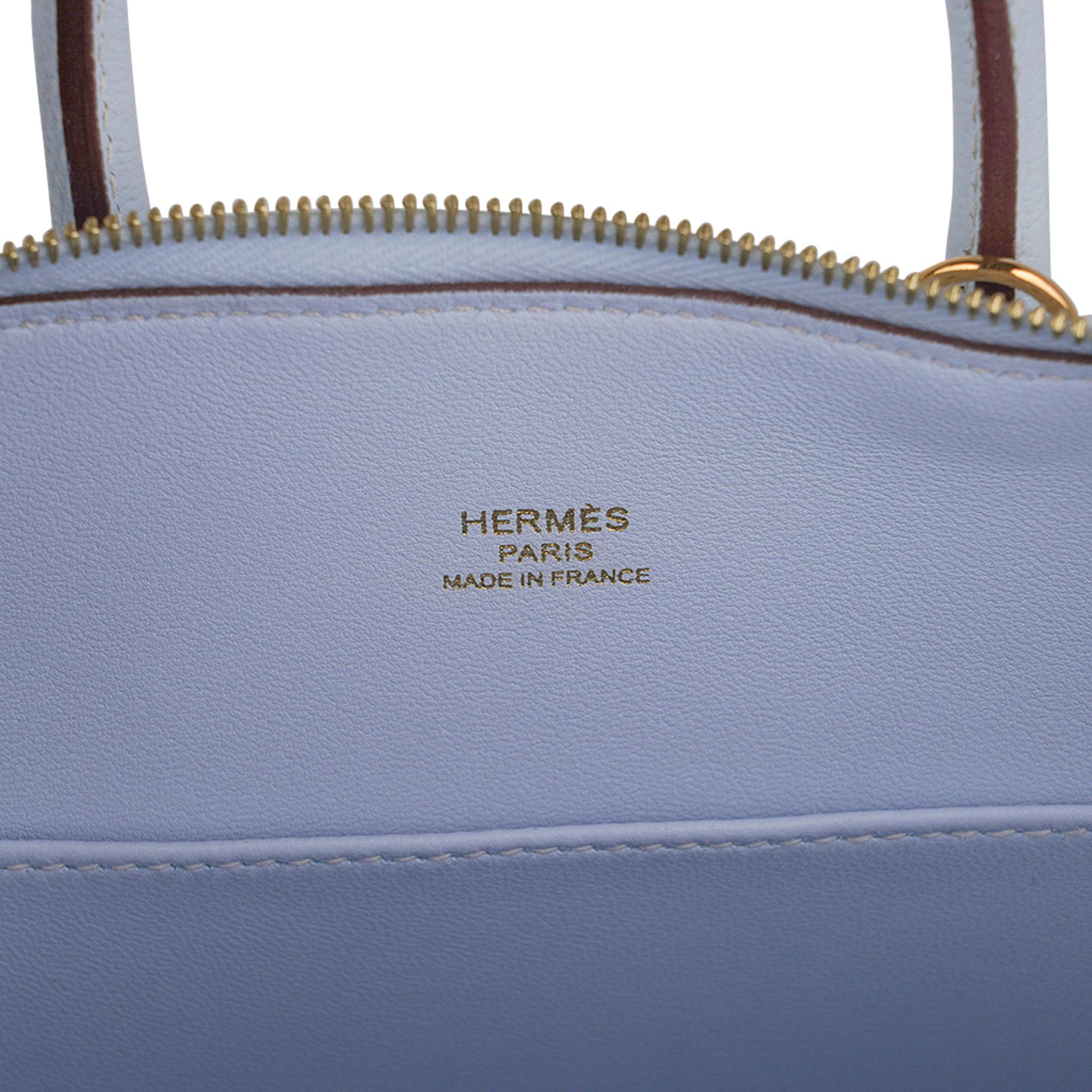 Hermes Mini Bolide 1923 Bleu Brume 25 Bag Evercolor Leather Gold Hardware  4