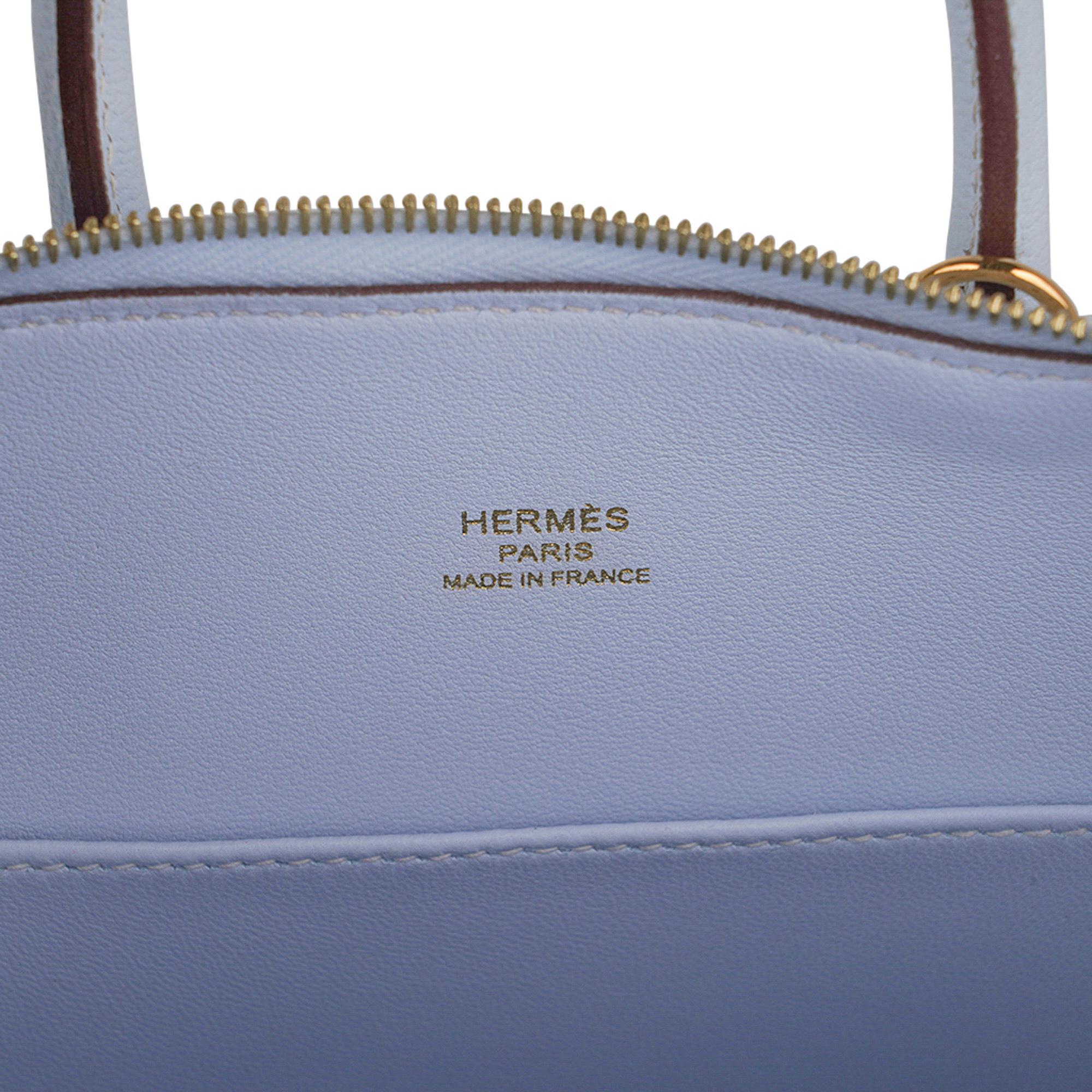 Hermes Mini Bolide 1923 Bleu Brume 25 Bag Evercolor Leather Gold Hardware 4