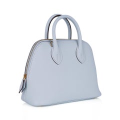Hermes Mini Bolide 1923 Bleu Brume 25 Bag Evercolor Leather Gold Hardware