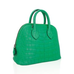 Hermes Mini Bolide 1923 Matte Alligator Vert Comics Tote Bag Palladium Hardware