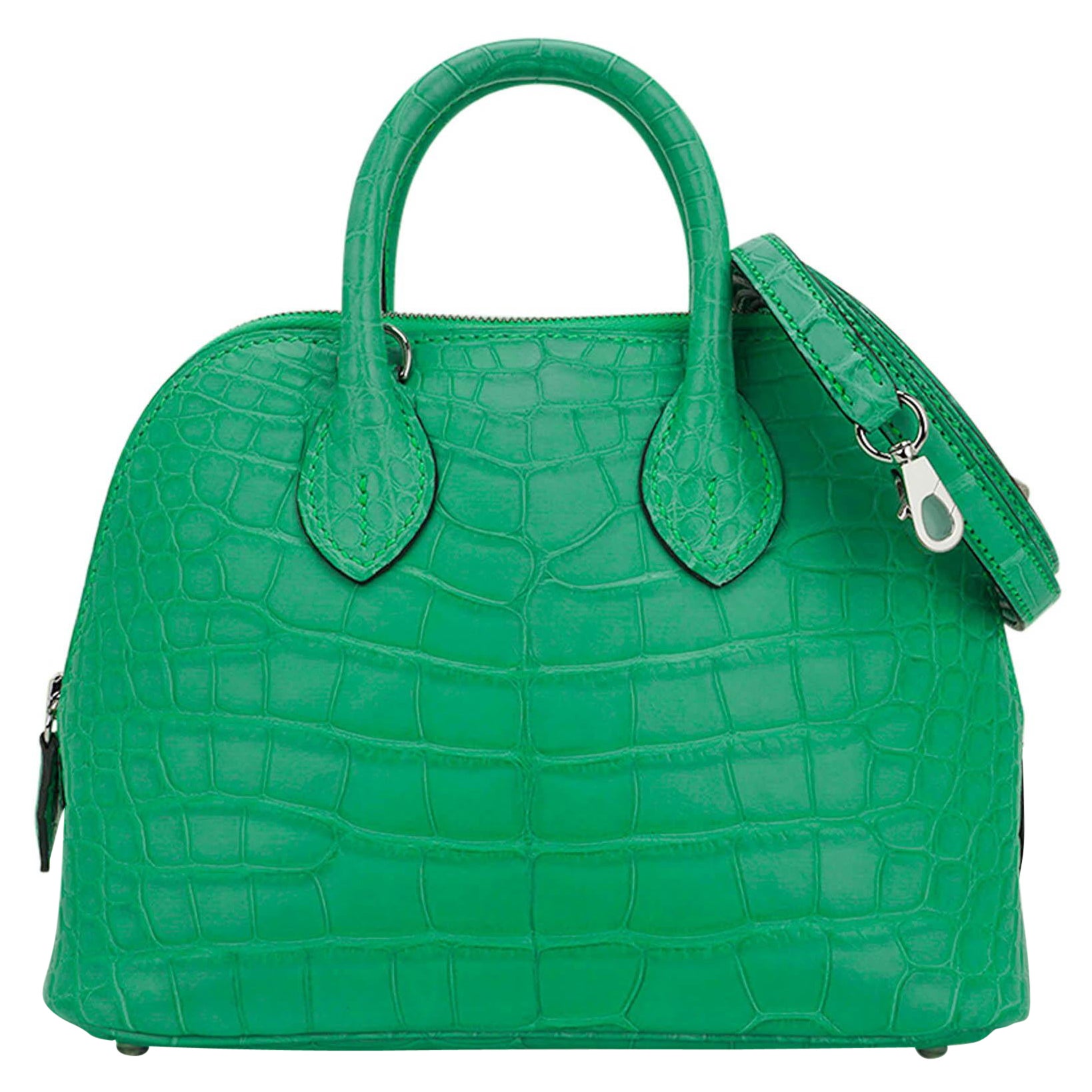 Hermes Mini Bolide 1923 Mate Aligátor Vert Comics Bolso Palladium Hardware