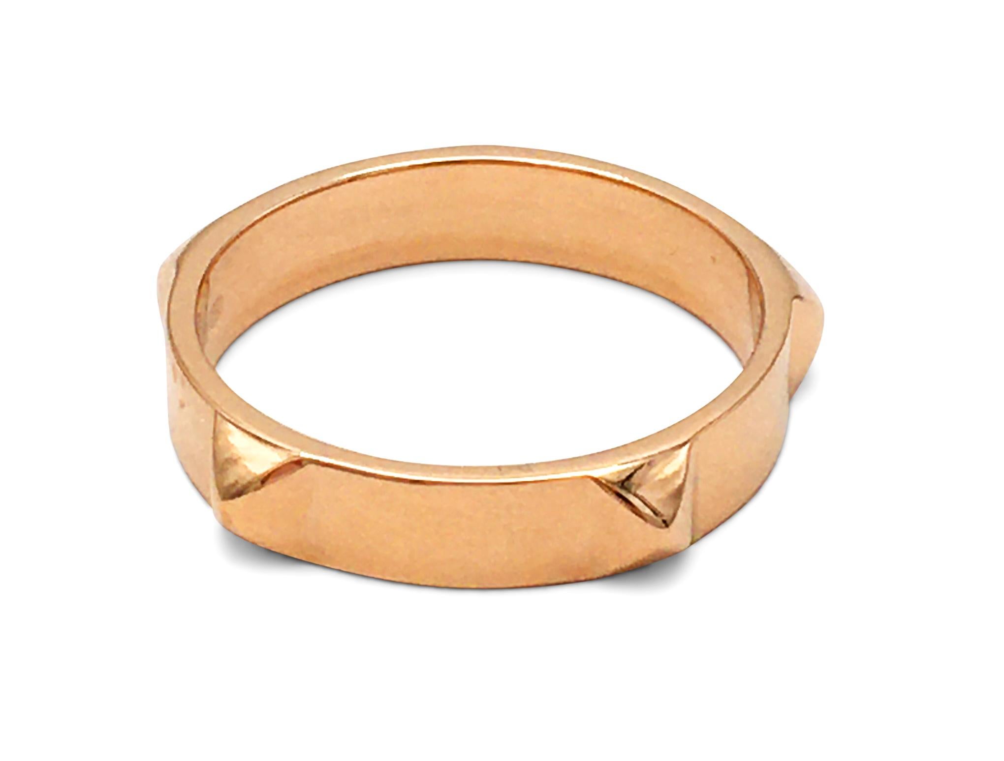 Modern Hermes 'Mini Clous' Rose Gold Ring