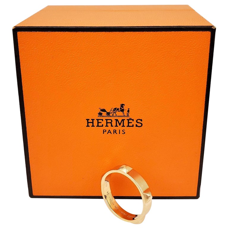 Hermes 'Mini Clous' Rose Gold Ring at 1stDibs