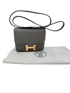 Hermes Mini Constance 18 Cross Body Gris Meyer Epsom Leather With Gold Hardware