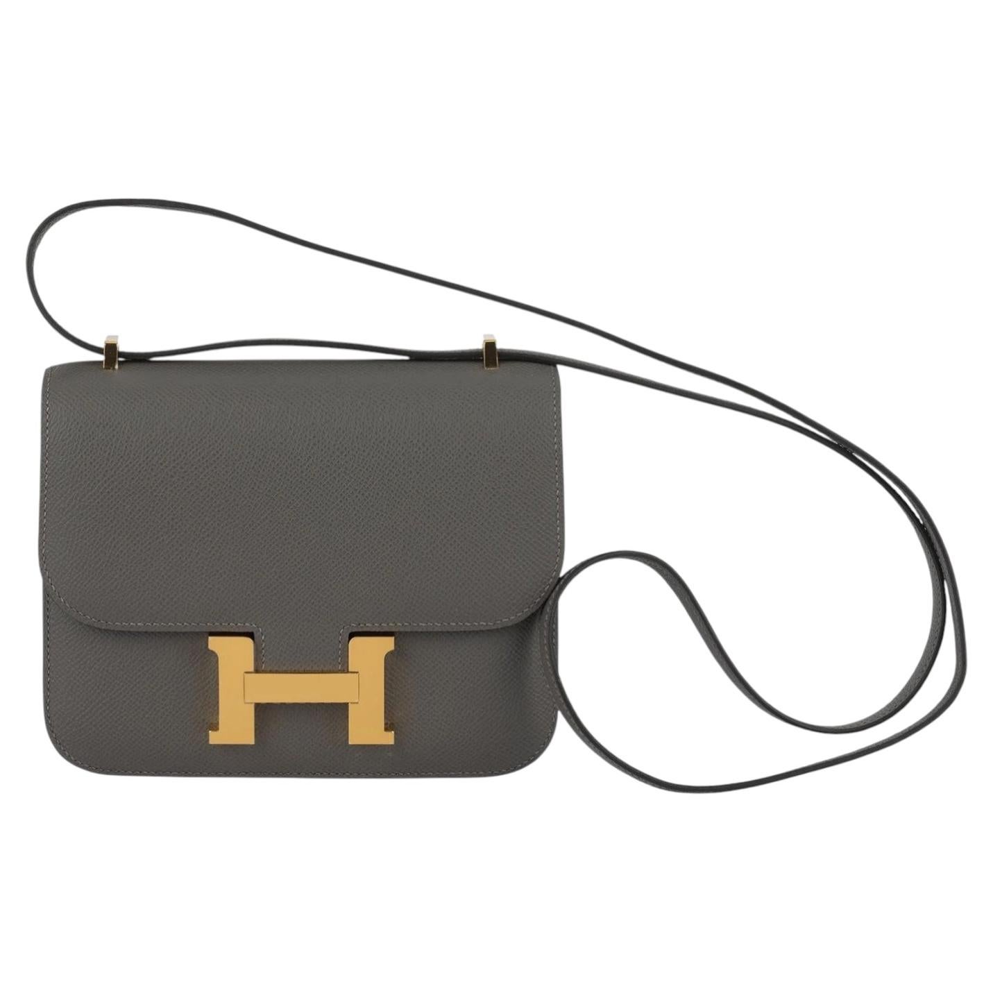 Hermes Mini Constance 18 Cross Body Gris Meyer Epsom Leder mit Gold Hardware