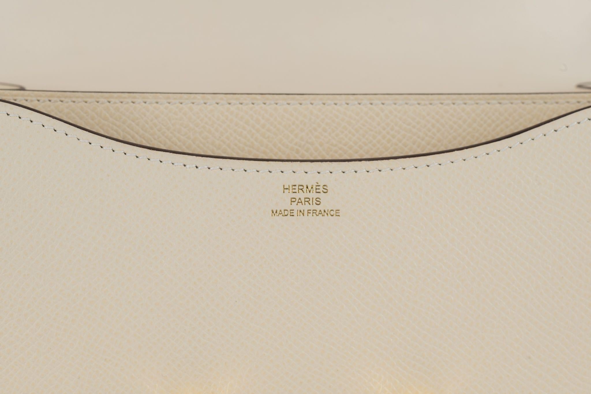 Hermès Mini Constance 18cm Craie Epsom Gold Hardware For Sale 8