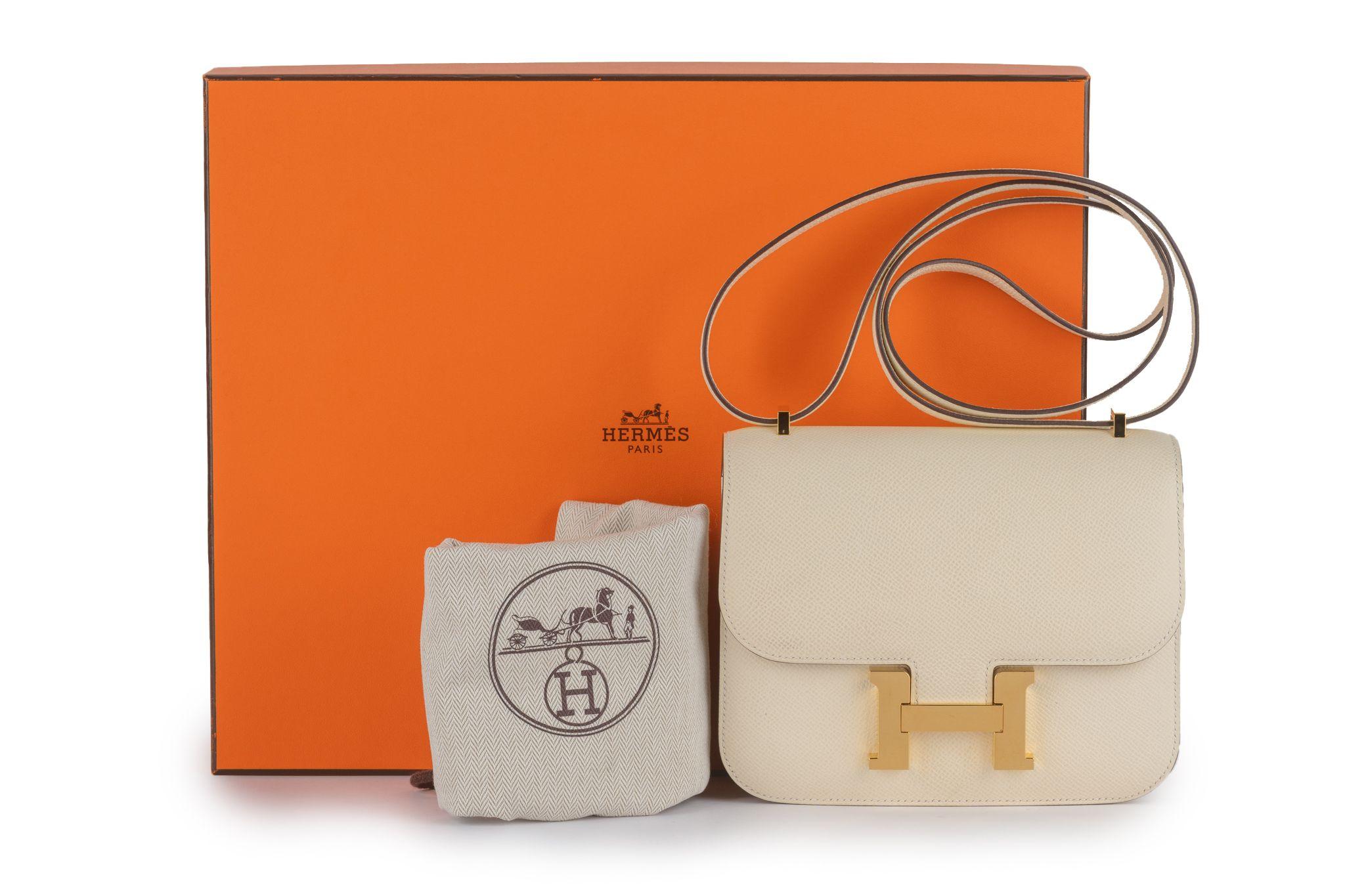Hermès Mini Constance 18cm Craie Epsom Gold Hardware For Sale 12