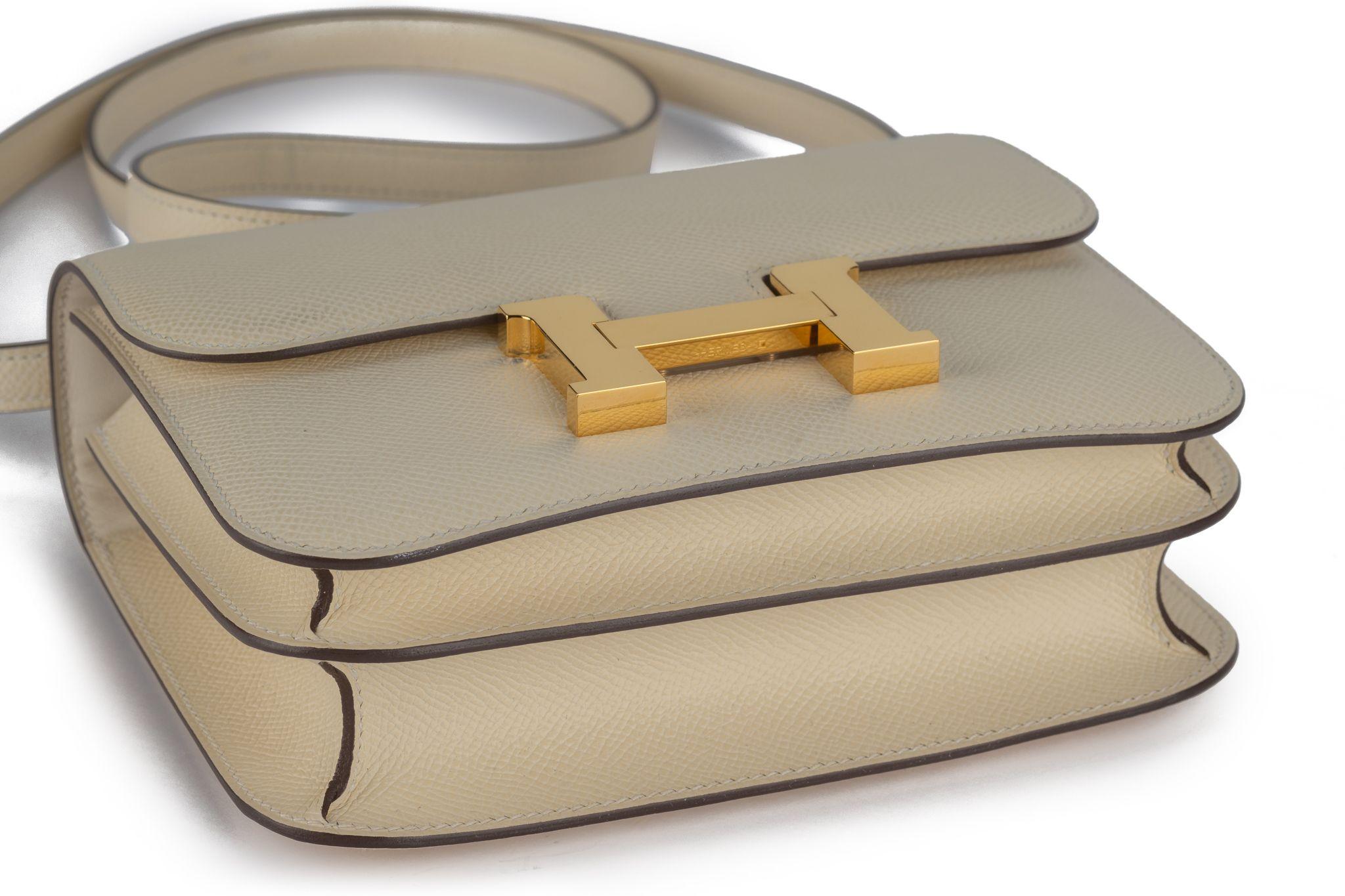 Hermès Mini Constance 18cm Craie Epsom Gold Hardware For Sale 1