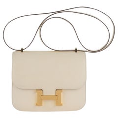 Hermès Mini Constance 18cm Craie Epsom Herraje Dorado