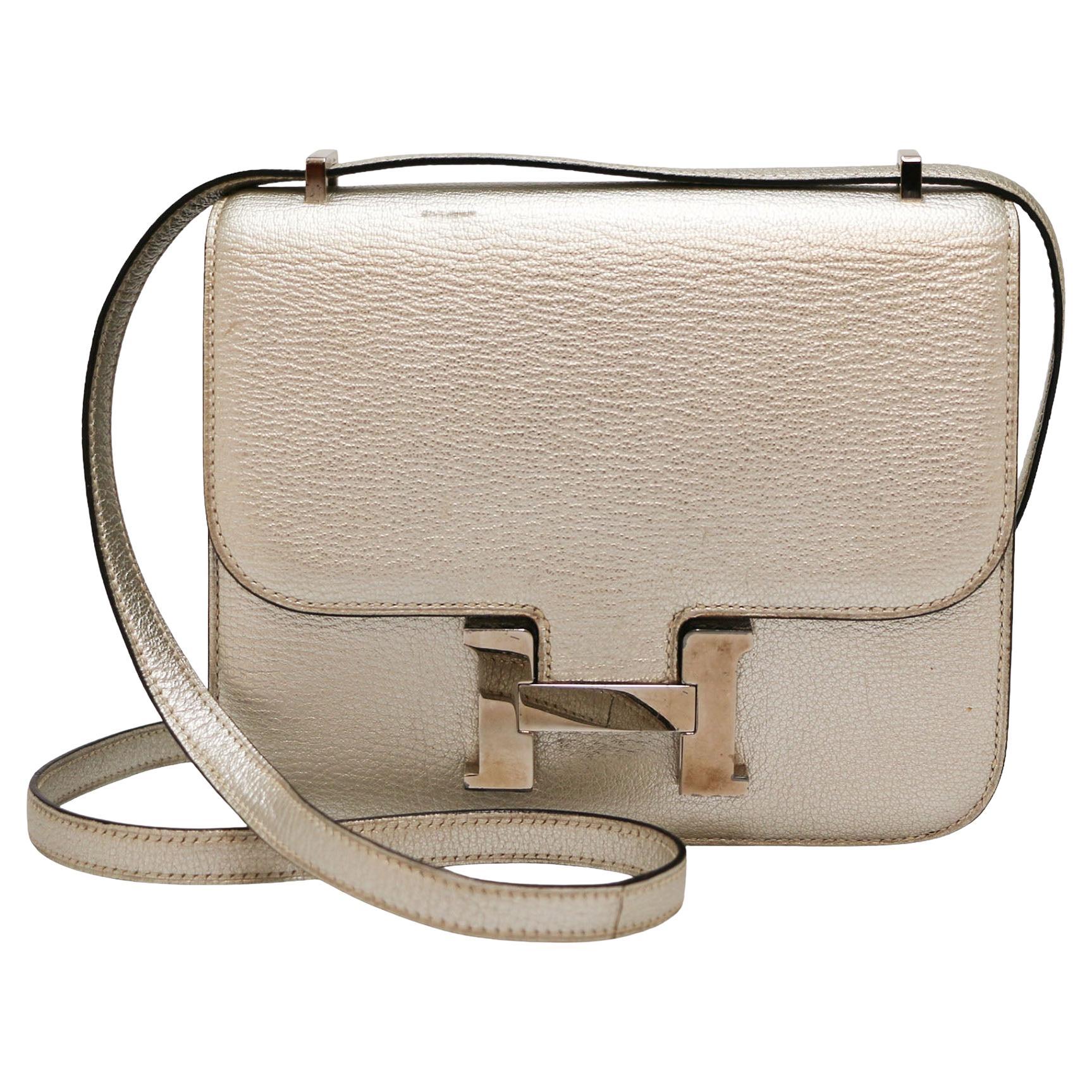 Hermes Mini Constance Silver Leather