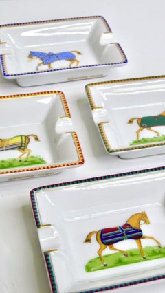 Hermes Mini Equestrian Porcelain Ashtrays Set of 4