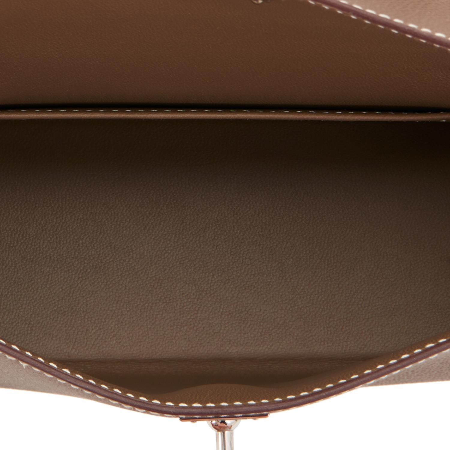 Hermes Mini Etoupe Kelly 20cm Epsom Bag New in Box In New Condition In New York, NY