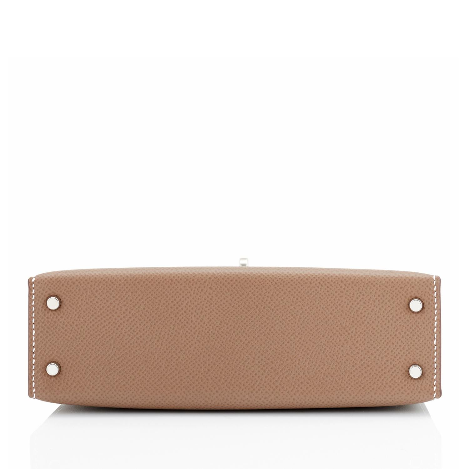 Women's Hermes Mini Etoupe Kelly 20cm Epsom Bag New in Box