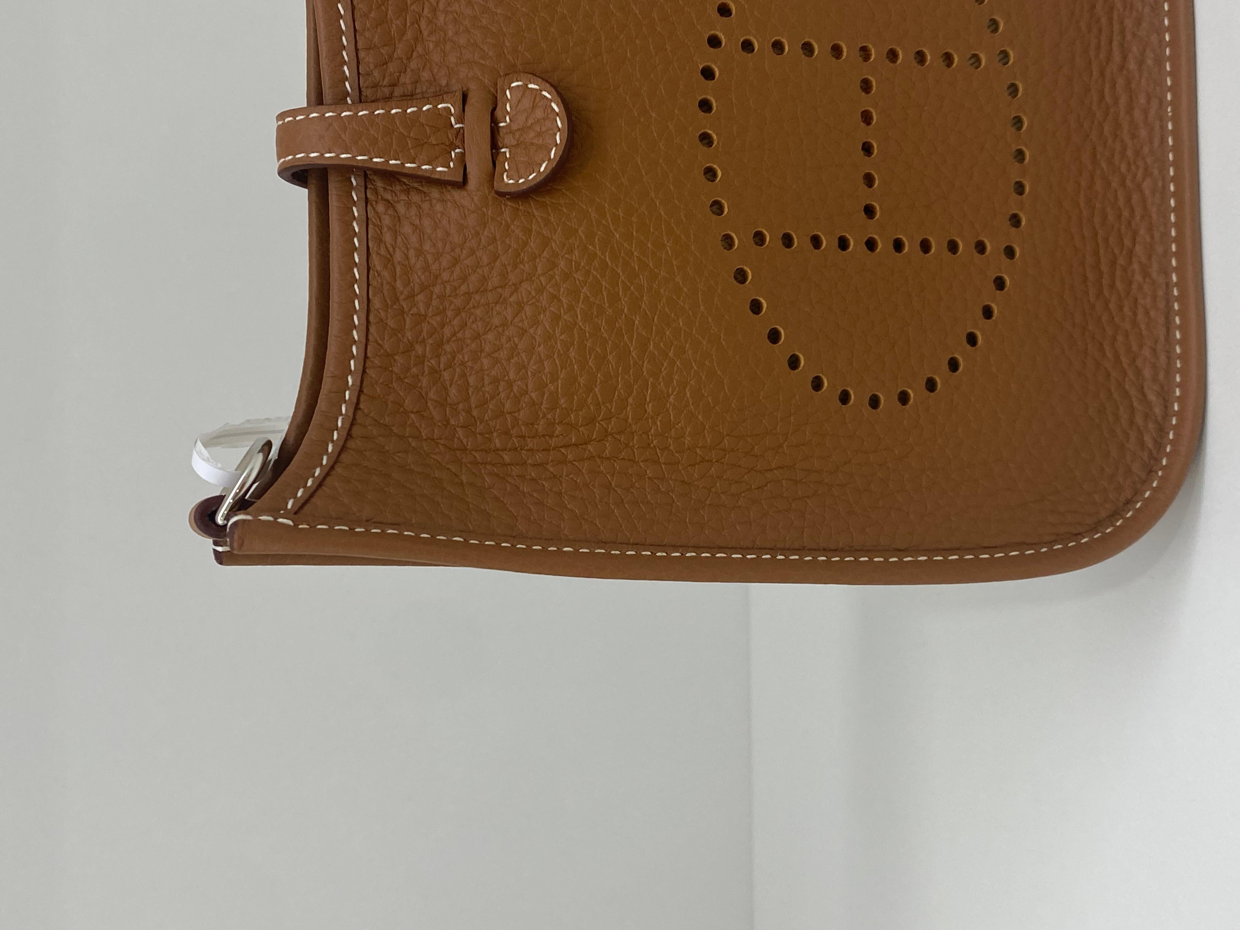Brown Hermes Mini Evelyn Gold PHW For Sale