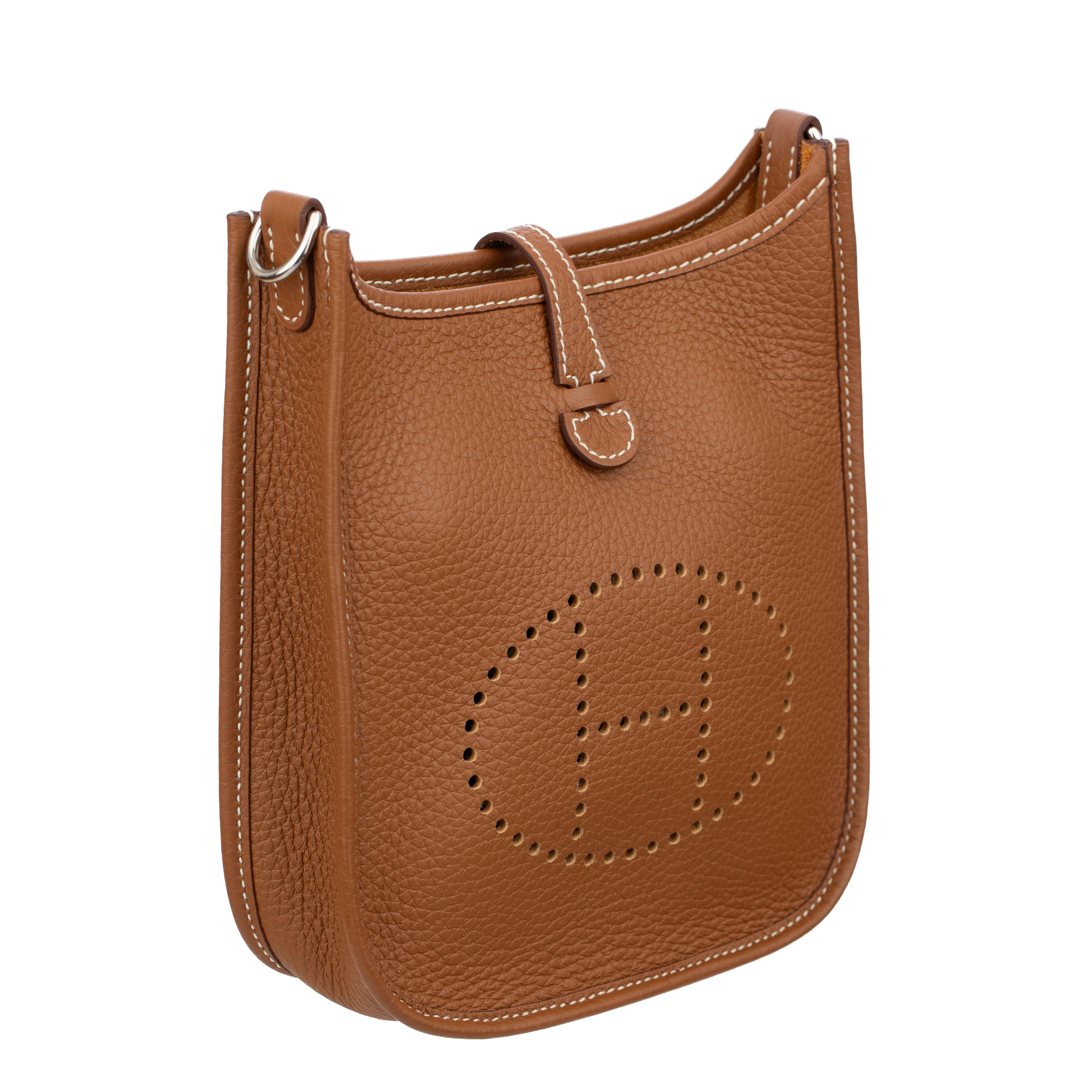 Brown Hermes Mini Evelyn TPM Gold Clemence Leather Palladium Hardware