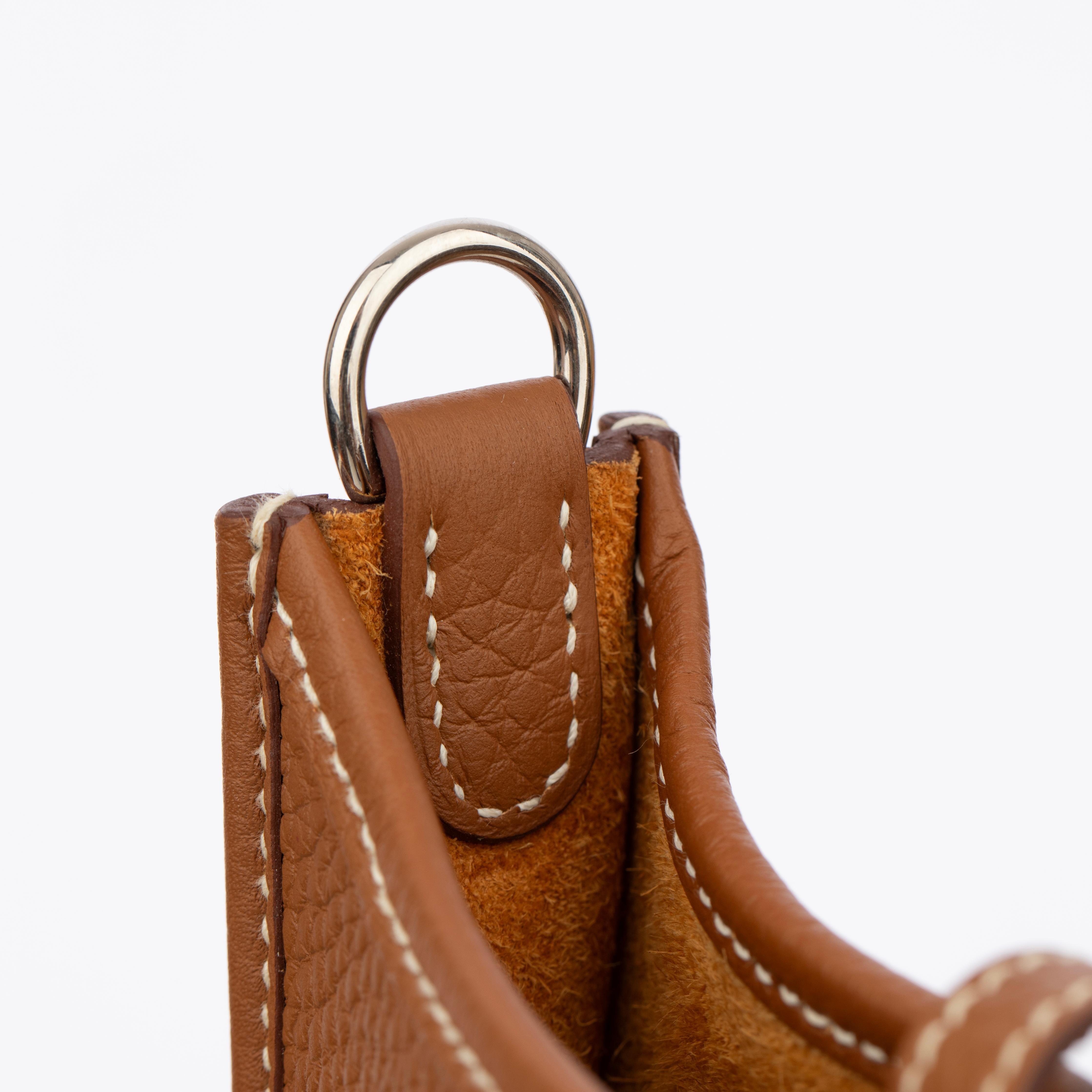 Women's or Men's Hermes Mini Evelyn TPM Gold Clemence Leather Palladium Hardware