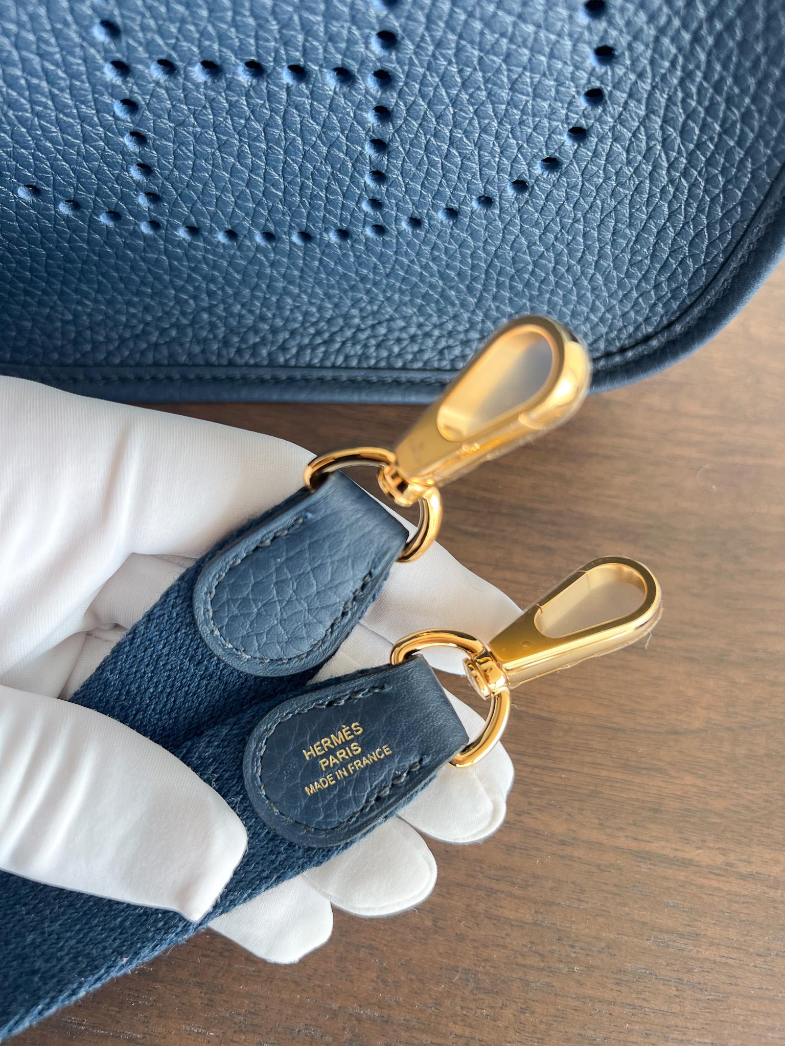 Hermes Mini Evelyne 16 Bleu De Prusse With Gold Plated Hardware, B Stamp 2023 6