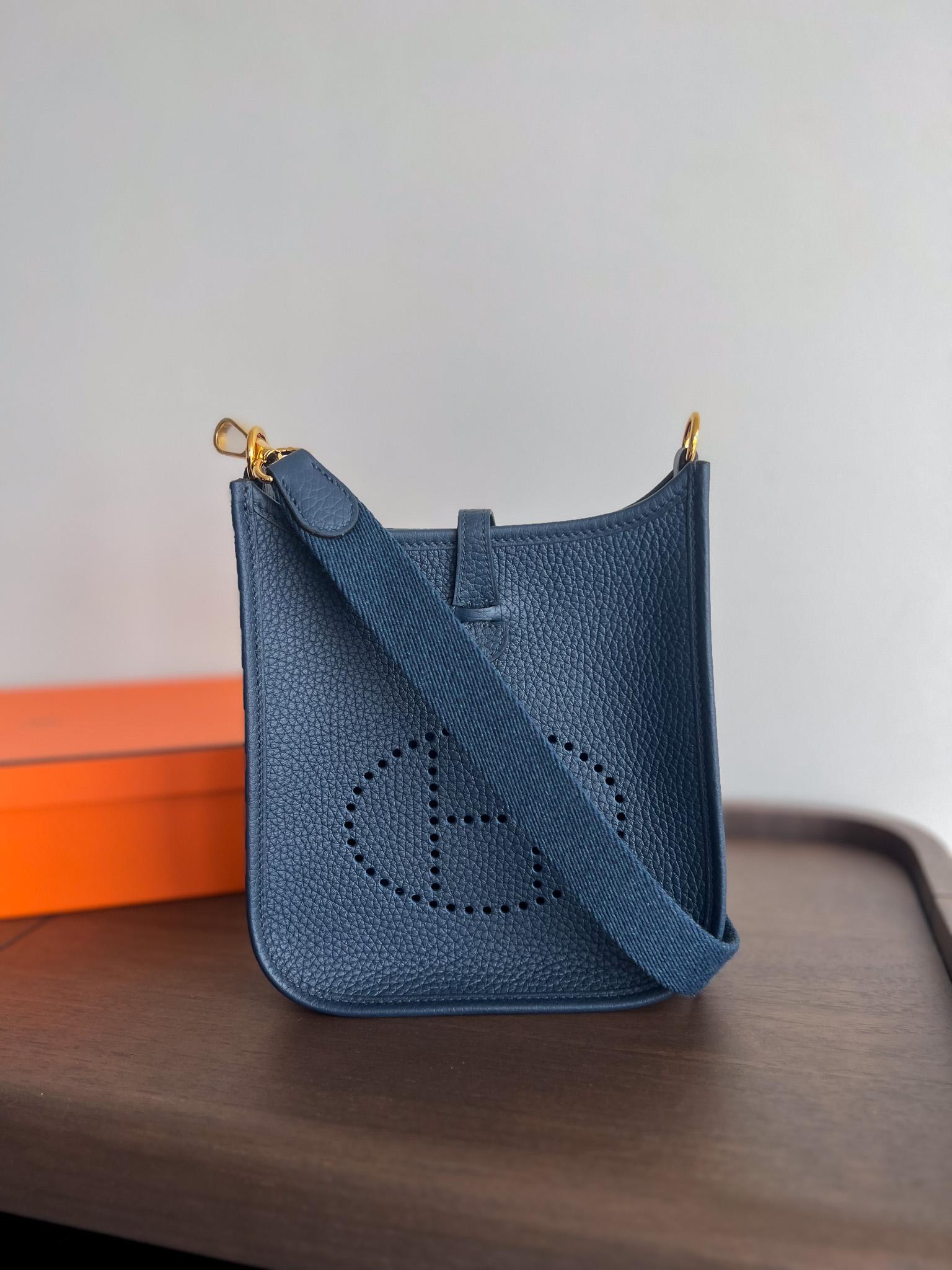 Hermes Mini Evelyne 16 Bleu De Prusse With Gold Plated Hardware, B Stamp 2023 3