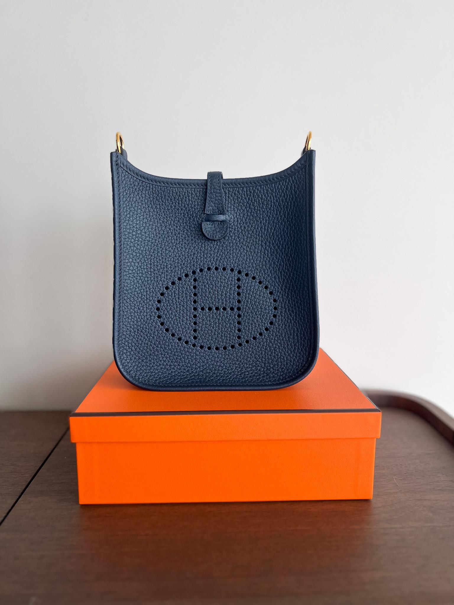 Hermes Mini Evelyne 16 Bleu De Prusse With Gold Plated Hardware, B Stamp 2023 4