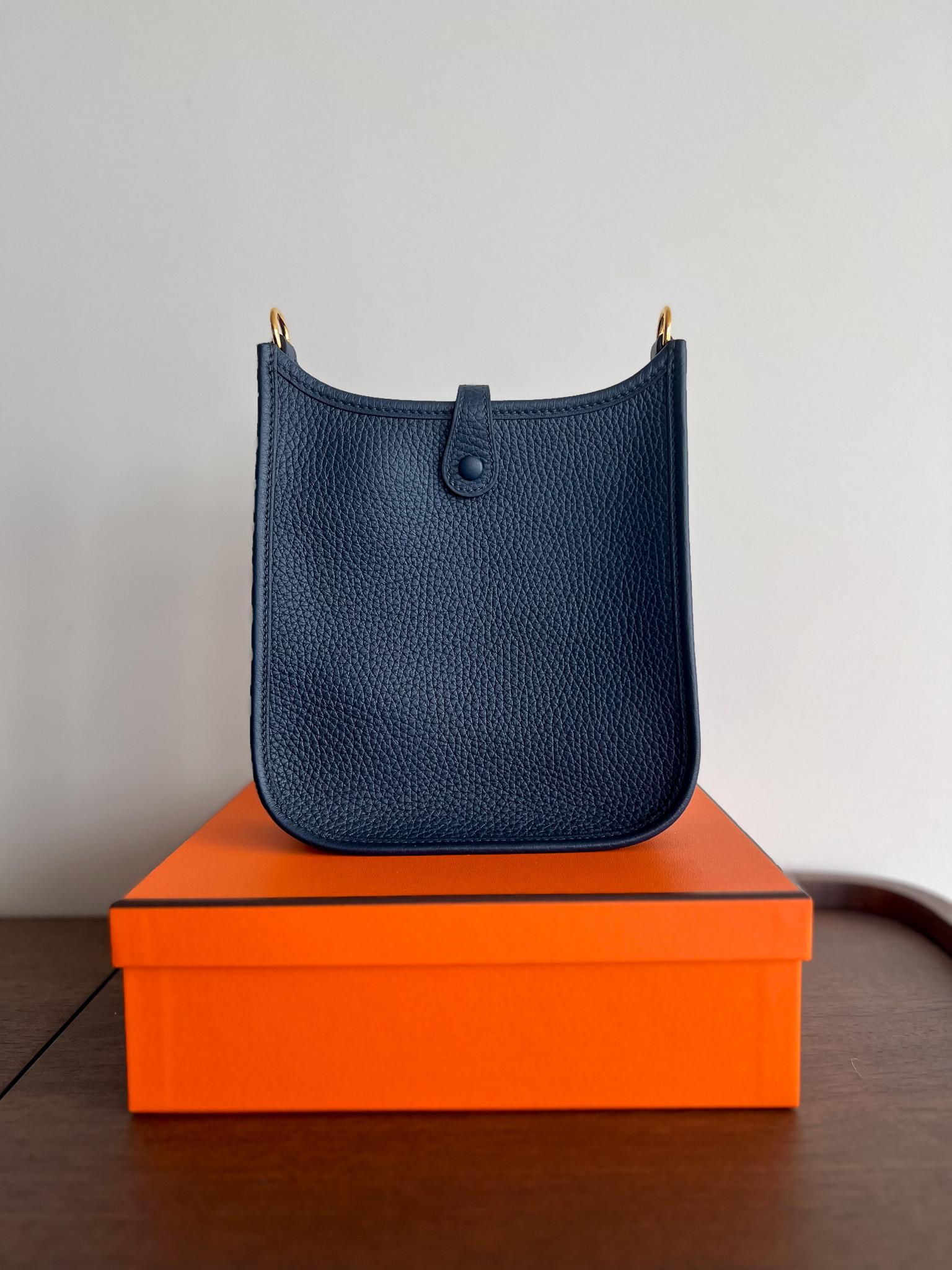 Hermes Mini Evelyne 16 Bleu De Prusse With Gold Plated Hardware, B Stamp 2023 5