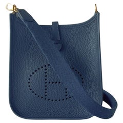 Hermes Mini Evelyne 16 Bleu De Prusse With Gold Plated Hardware, B Stamp 2023