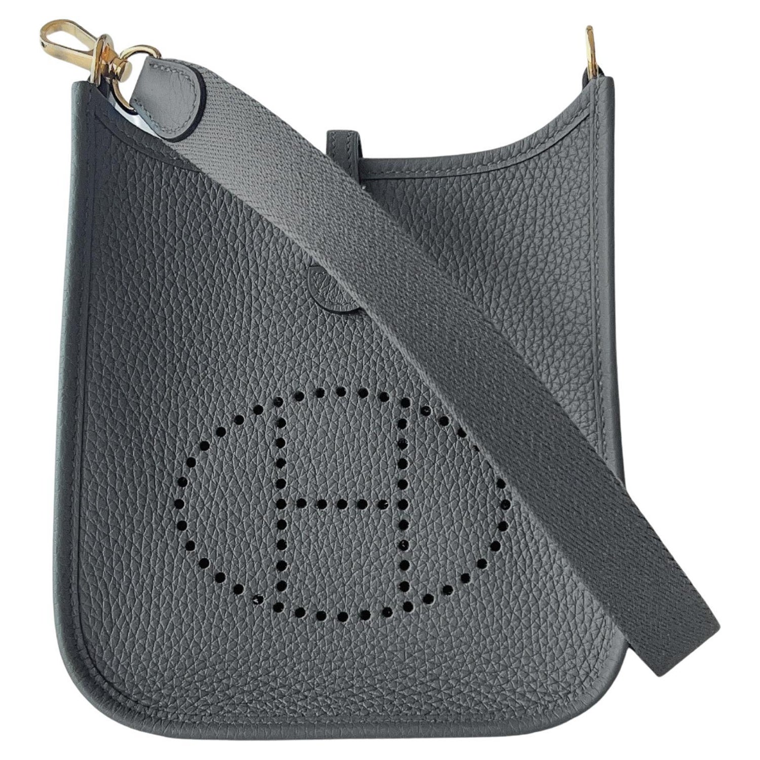 HERMES Beton grey Clemence leather EVELYNE 16 TPM Crossbody Bag