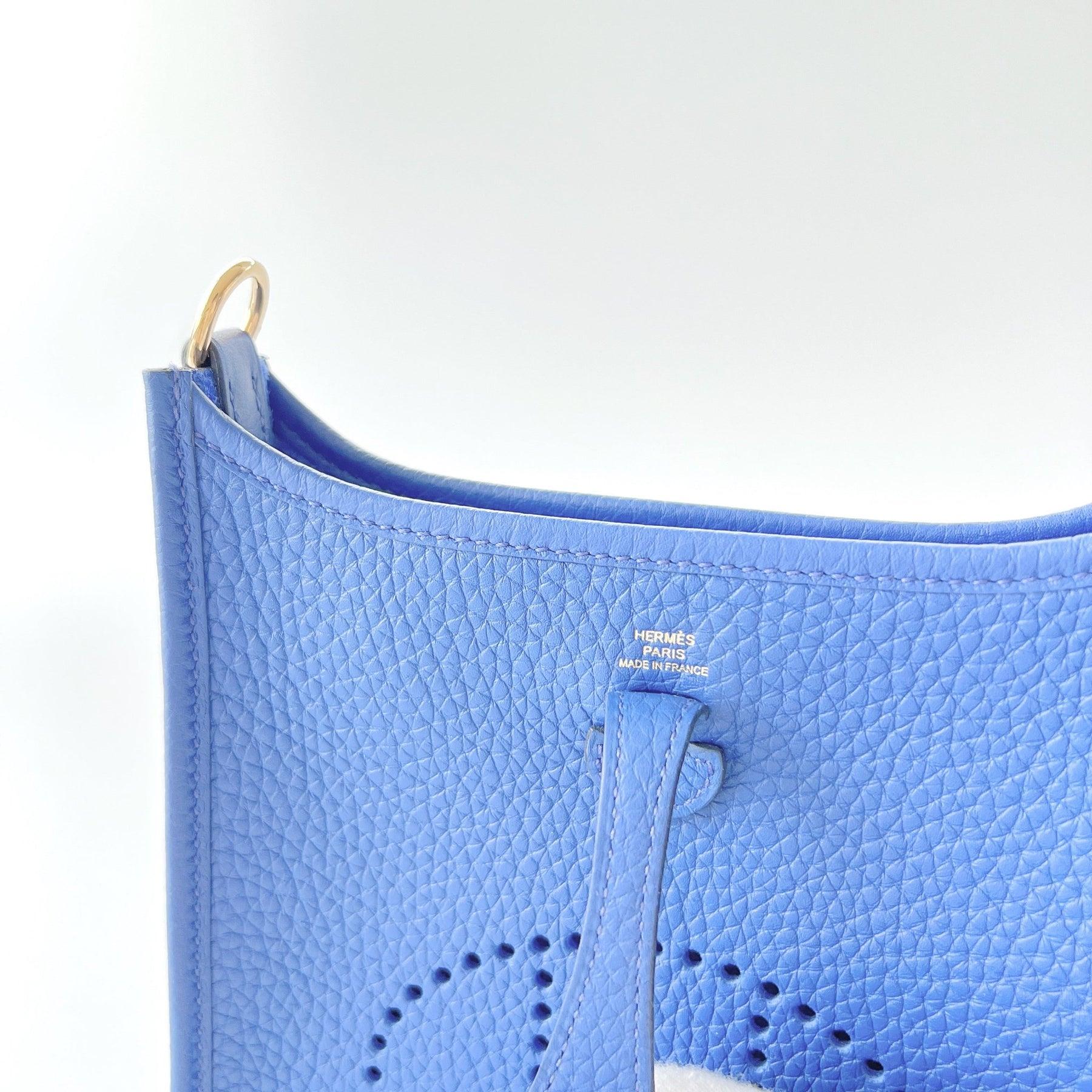 Hermes Mini Evelyne 16 in Bleu Royal With Gold Hardware In New Condition In London, GB