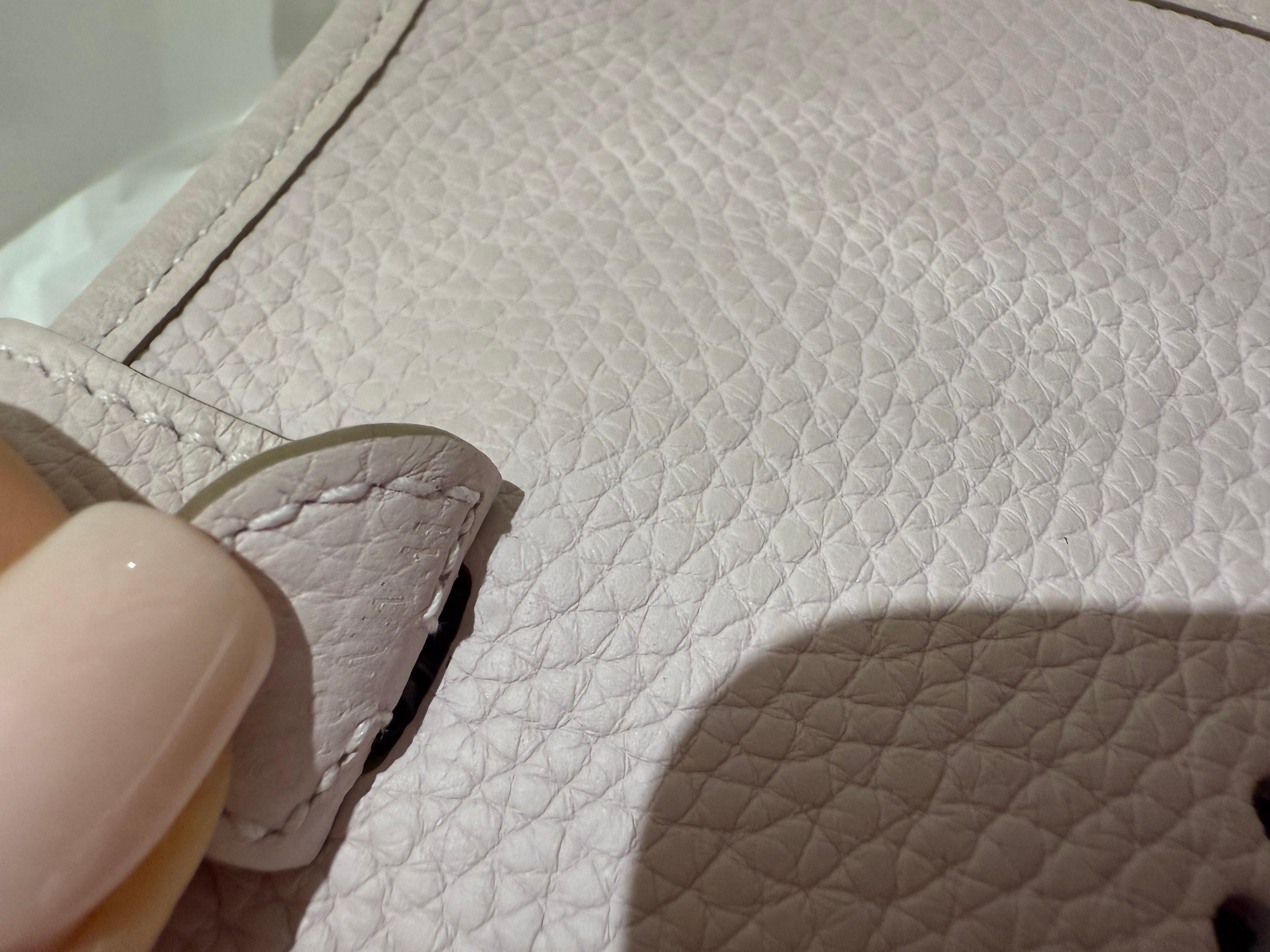 Borsa Hermes Mini Evelyne 16 Mauve Pale in vendita 2