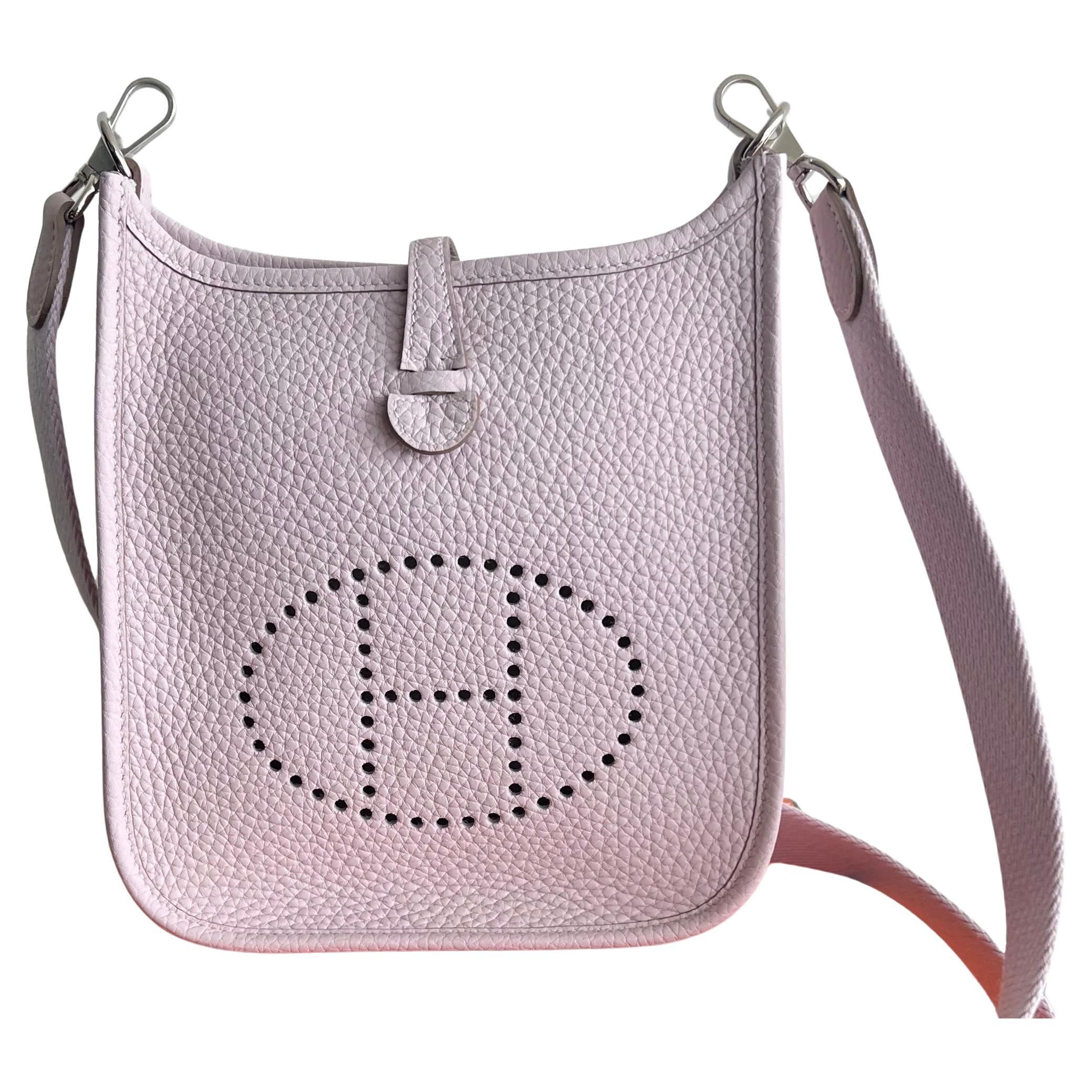 Borsa Hermes Mini Evelyne 16 Mauve Pale in vendita