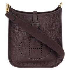 Hermès Mini Evelyne 16cm Chocolate Clemence GHW