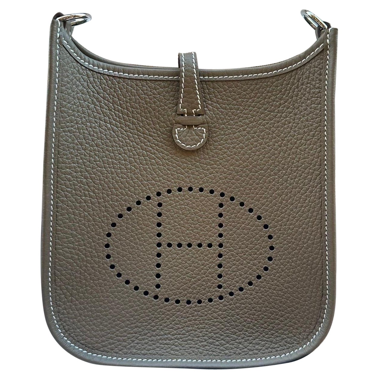 Borsa Hermes Mini Evelyne 18 Etoupe PHW in vendita