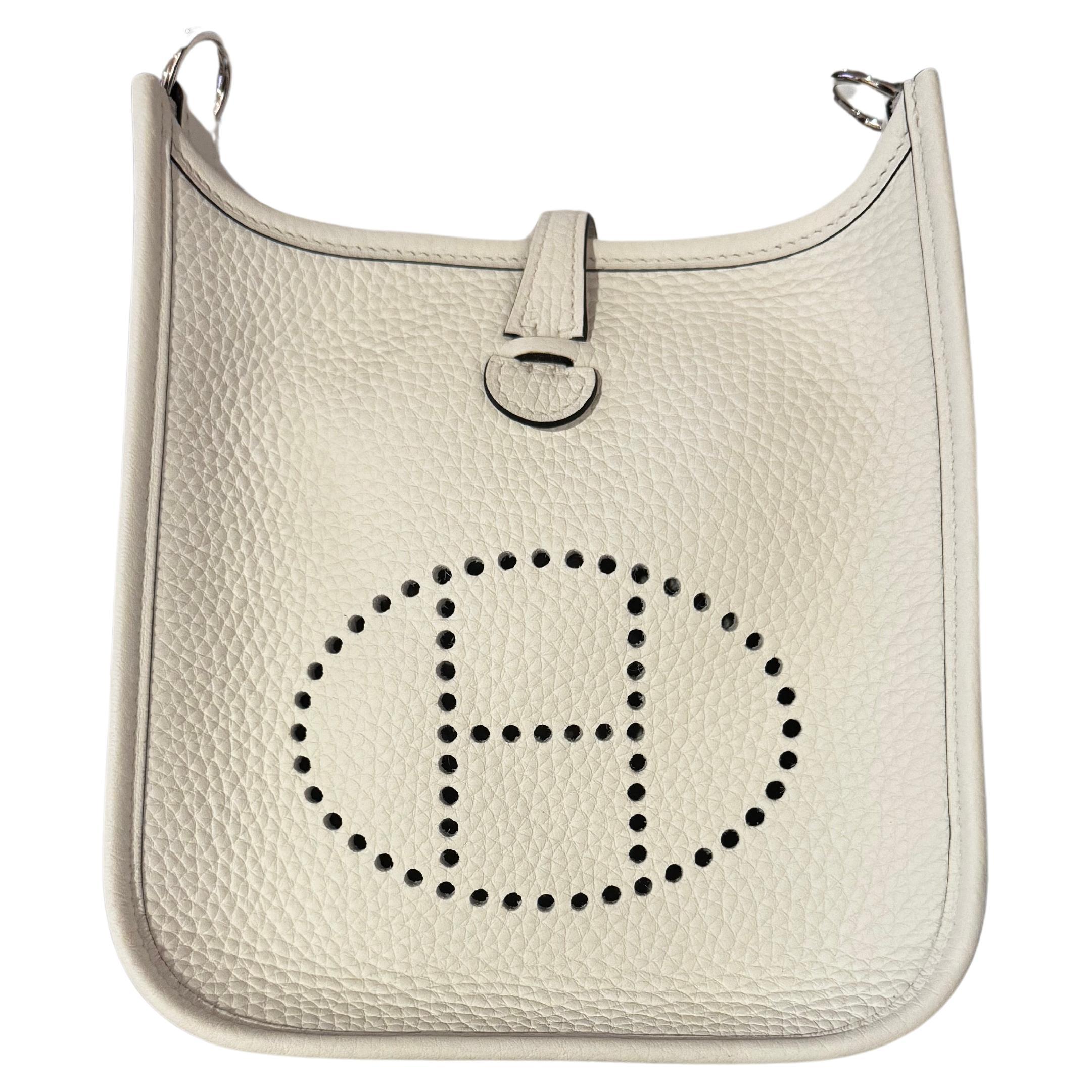 Hermes mini Evelyne bag 18 white  For Sale