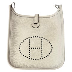 Used Hermes mini Evelyne bag 18 white 