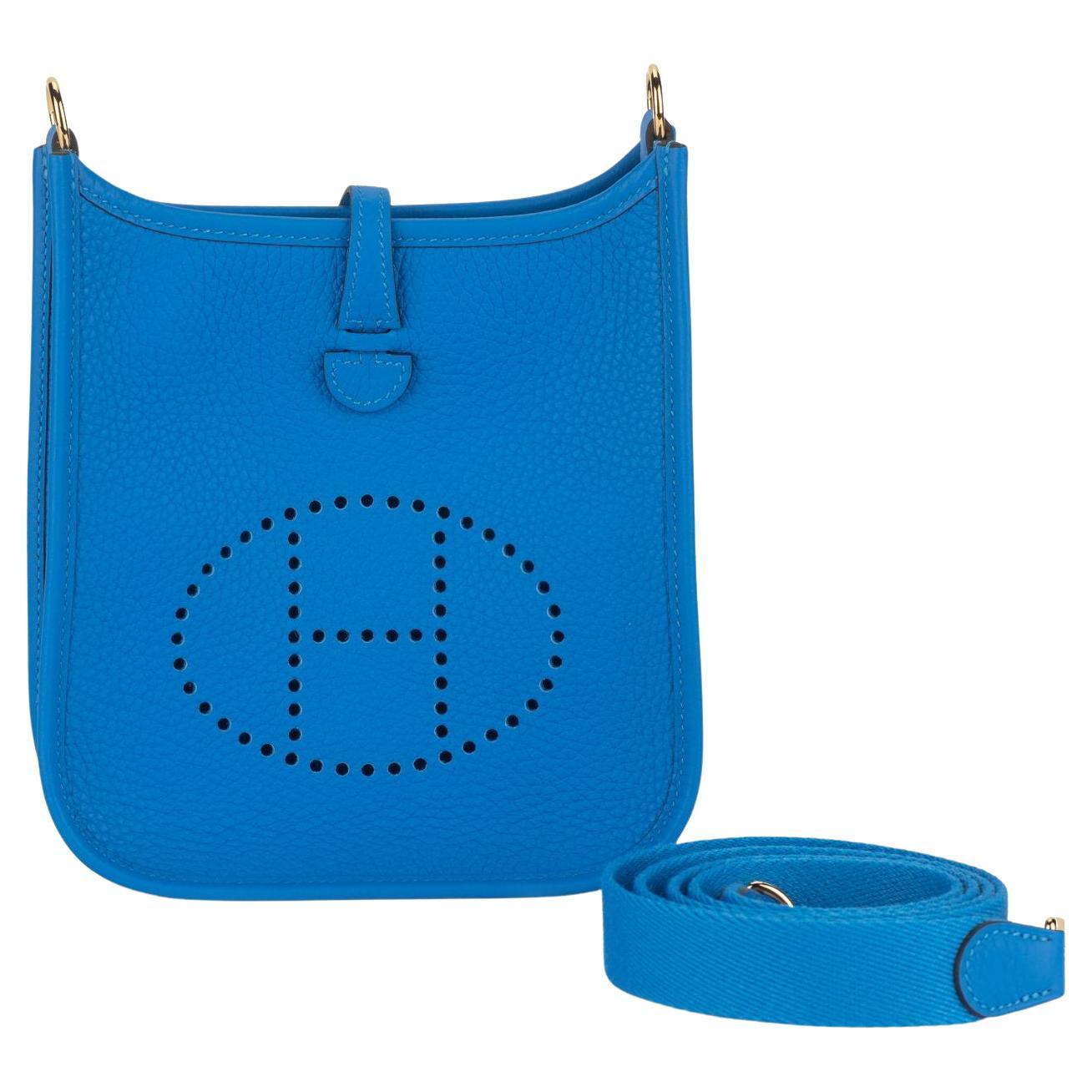 Hermès Mini Evelyne Blue De France, neuwertig