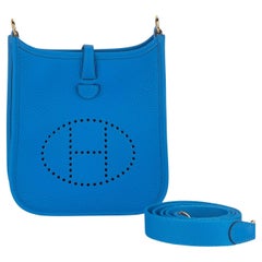Hermès Mini Evelyne Blue De France NIB