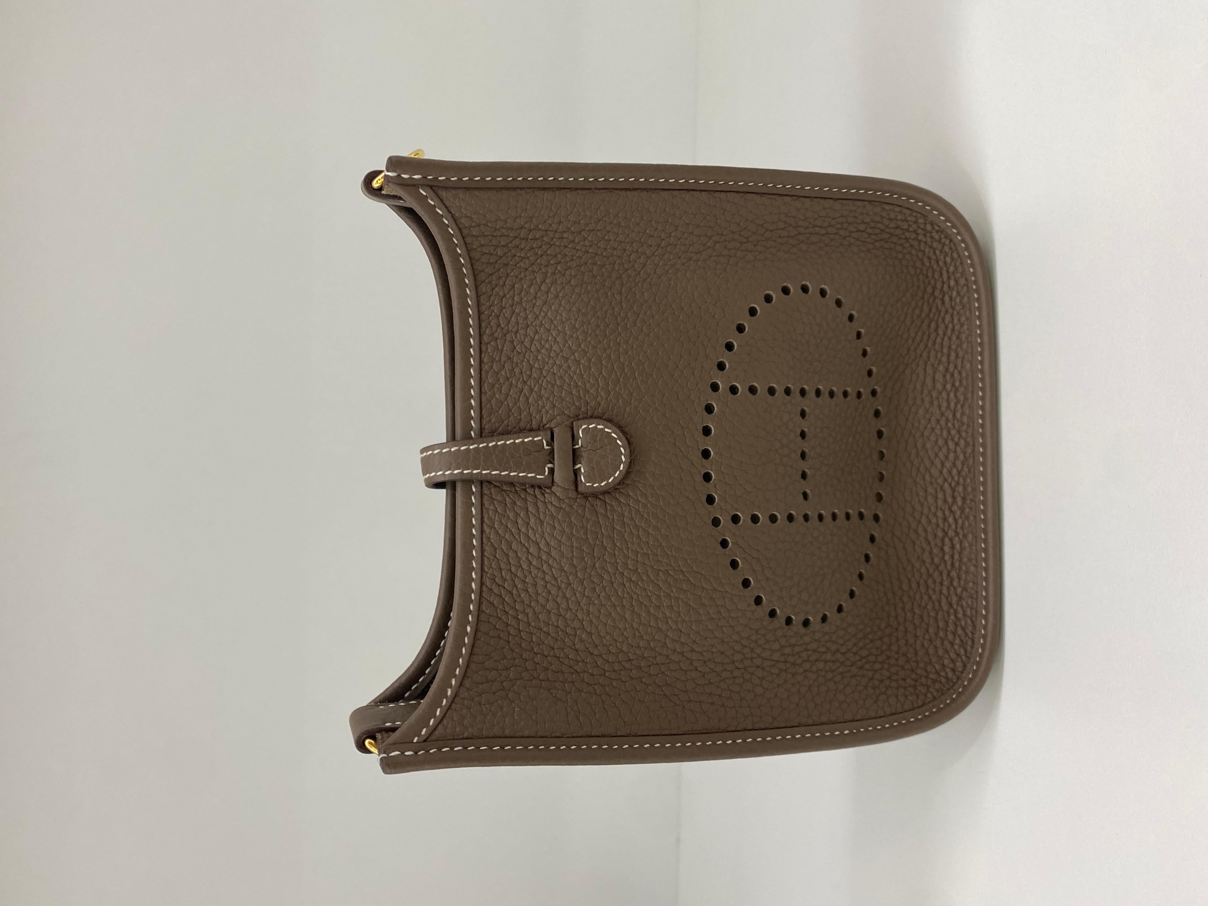 Hermes Mini Evelyne Etoupe GHW For Sale 1
