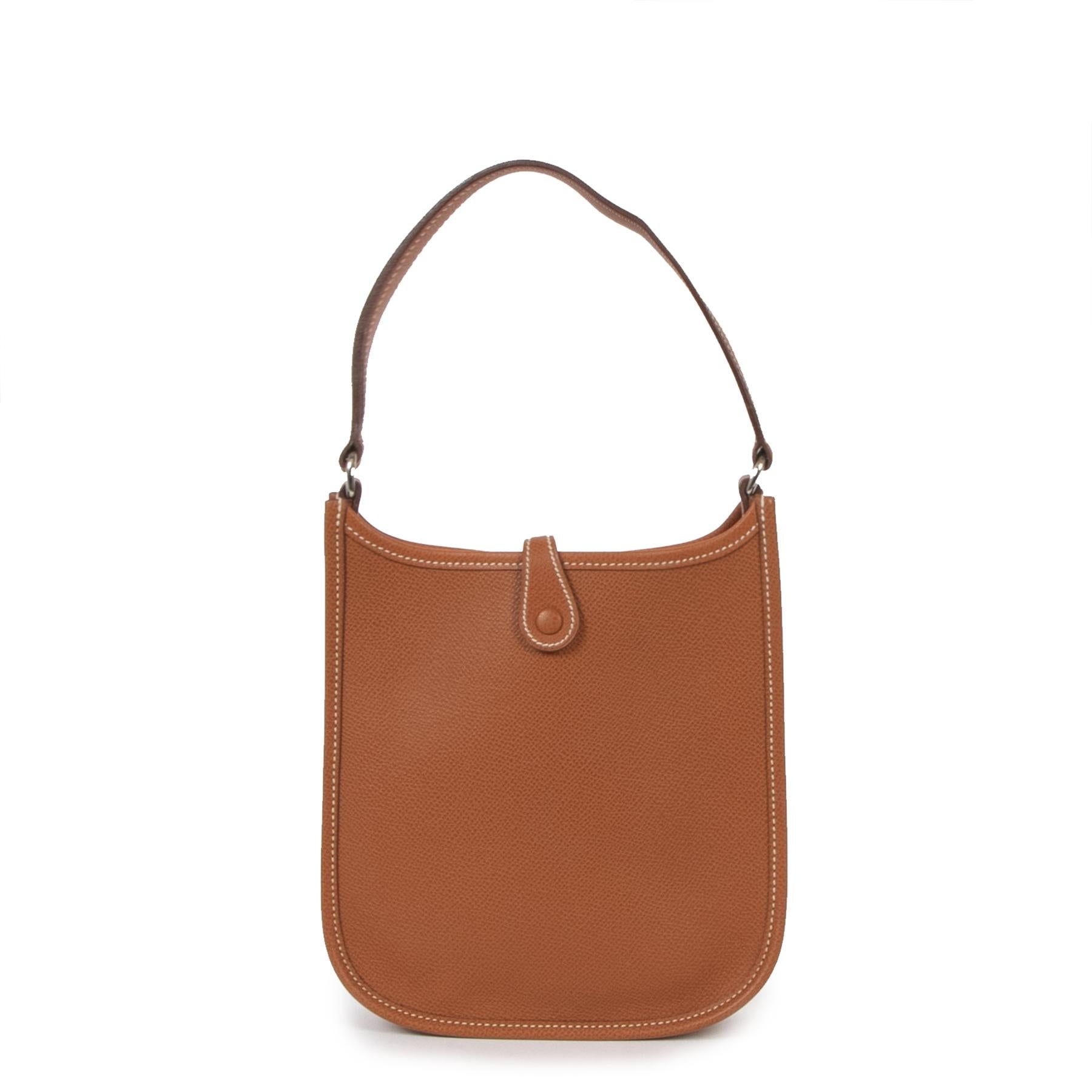 Brown Hermès Mini Evelyne Gold Epsom Shoulder Bag 