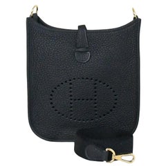 Hermes Mini Evelyne Gold Hardware Black