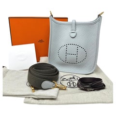 HERMES Mini Evelyne TPM 16 "Bleu Pale" Clemence Leder "Gris Etain" Armband